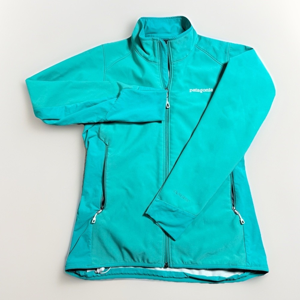 Patagonia Womens XS Adze Hybrid Softshell Jacket Polartec Grid Fleece Teal